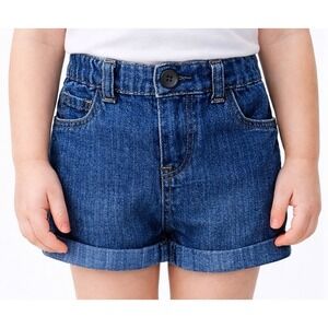 Garanimals Girls 3T Denim Jean Shorts Elastic Back Cuffed 100% Cotton Cute EUC